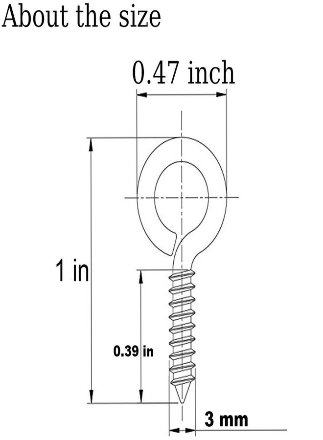 Axe Sickle DIY Crafts 1 Inch Small Screw Eyes Metal Eye Screw Hooks Self Tapping Screws Hook Ring Eyelet Hooks/Gold, Pack of 92, Rust Proof Coating (Silver) - Image 4