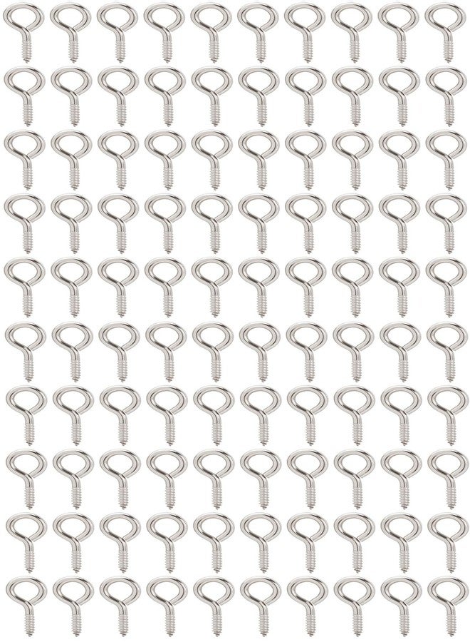 Axe Sickle DIY Crafts 1 Inch Small Screw Eyes Metal Eye Screw Hooks Self Tapping Screws Hook Ring Eyelet Hooks/Gold, Pack of 92, Rust Proof Coating (Silver) - Image 3