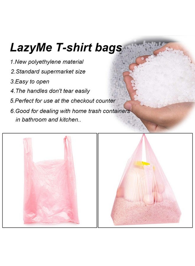 LazyMe LazyMe T Shirt Bags, Pink Plastic Bags with Handles, Bolsas De Plastico Para Negocio, Grocery Bags Plastic Shopping Bags Retail Bags for Supermarket, Restaurant, 12x20 Inches (50 pcs) - Image 5