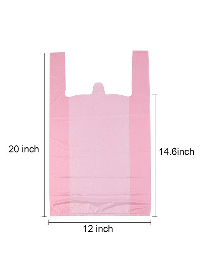 LazyMe LazyMe T Shirt Bags, Pink Plastic Bags with Handles, Bolsas De Plastico Para Negocio, Grocery Bags Plastic Shopping Bags Retail Bags for Supermarket, Restaurant, 12x20 Inches (50 pcs) - Image 2