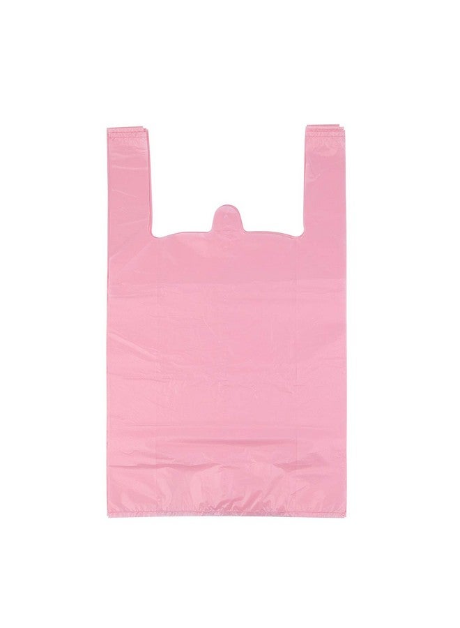 LazyMe LazyMe T Shirt Bags, Pink Plastic Bags with Handles, Bolsas De Plastico Para Negocio, Grocery Bags Plastic Shopping Bags Retail Bags for Supermarket, Restaurant, 12x20 Inches (50 pcs) - Image 1
