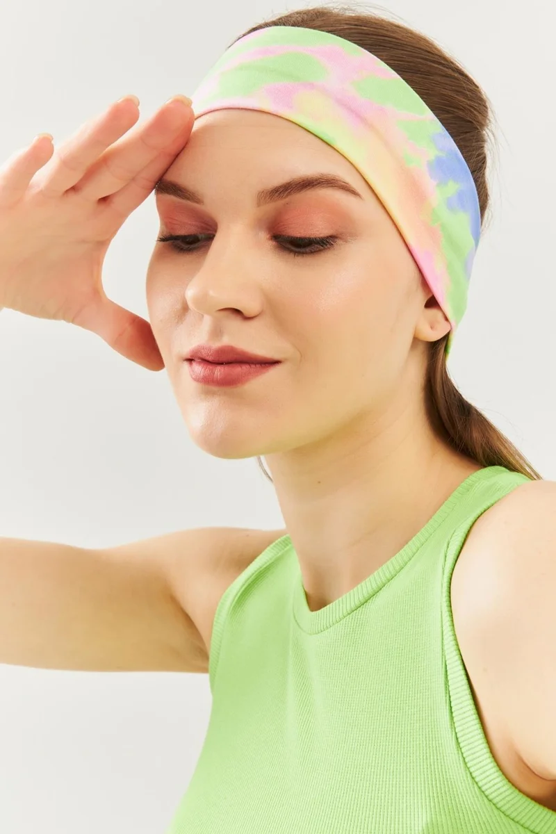 Butikgiz Batik Rainbow Women's Cotton Combed Cotton, Anti-Slip, Anti-Sweat, Ultra Light, Sports Hair Band Bandana Trendy Colors