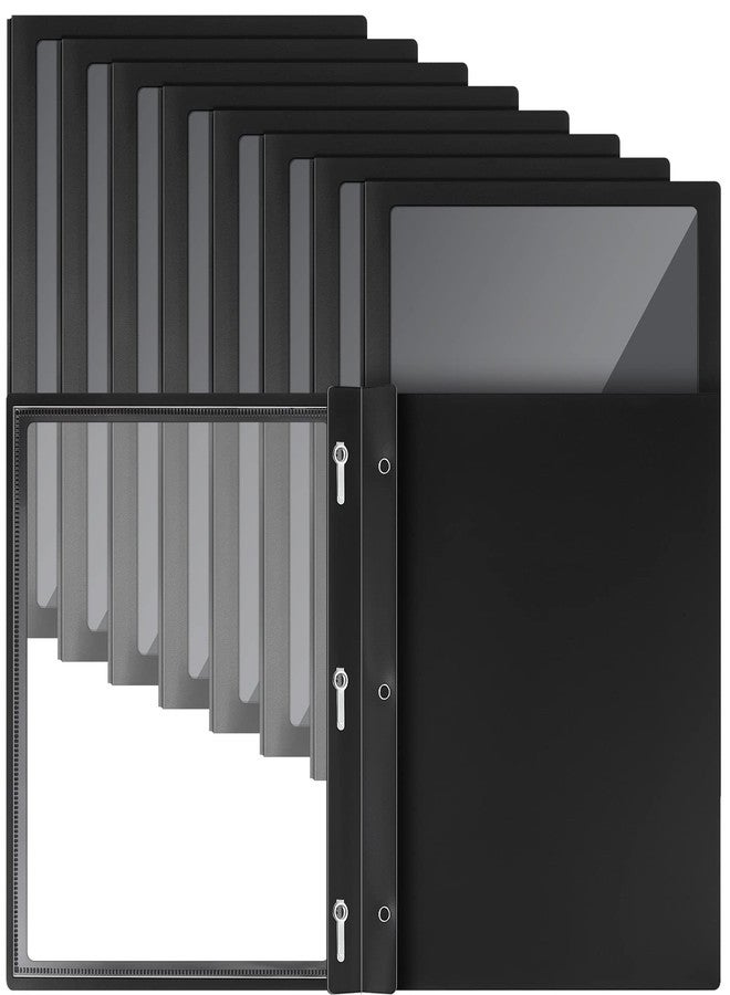 تيلينغ مجموعة من 24 غلاف تقرير مع 3 مشابك، مجلدات عرض أمامية شفافة، إطار عرض، مجلد تقرير بولي، مجلد عرض للمستندات الورقية، مكتب المدرسة (أسود) - Image 1