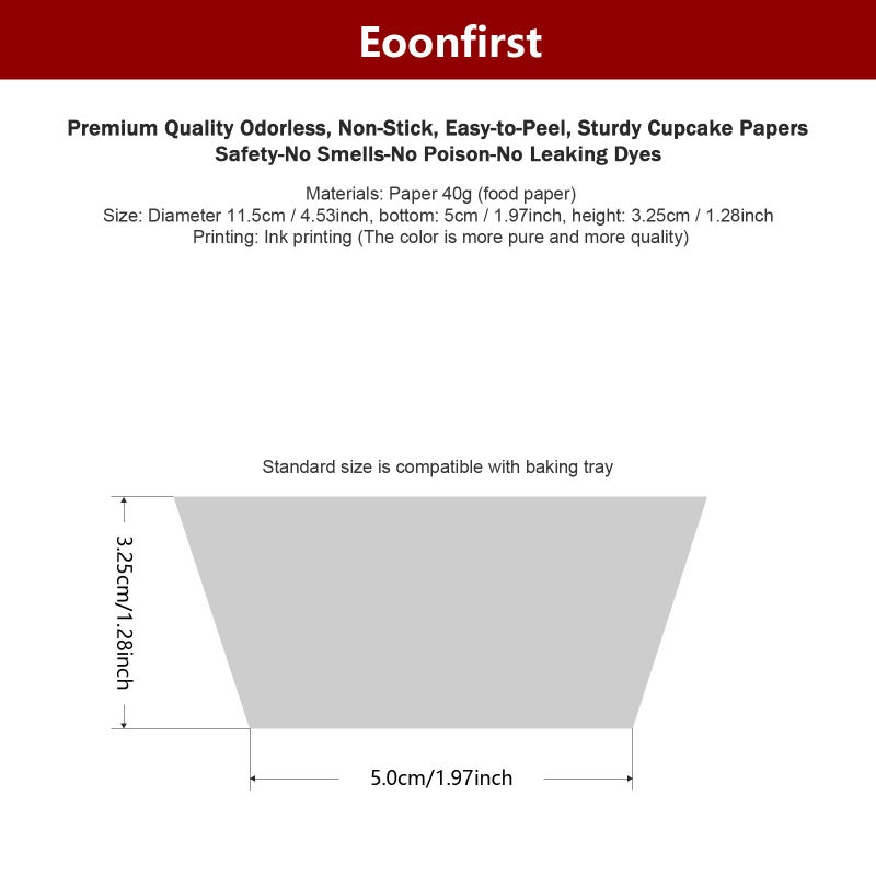 Eoonfirst Standard Size Baking Cups Food-Grade Greaseproof Paper Cupcake Liners 200 Pcs (Natural) - Image 4