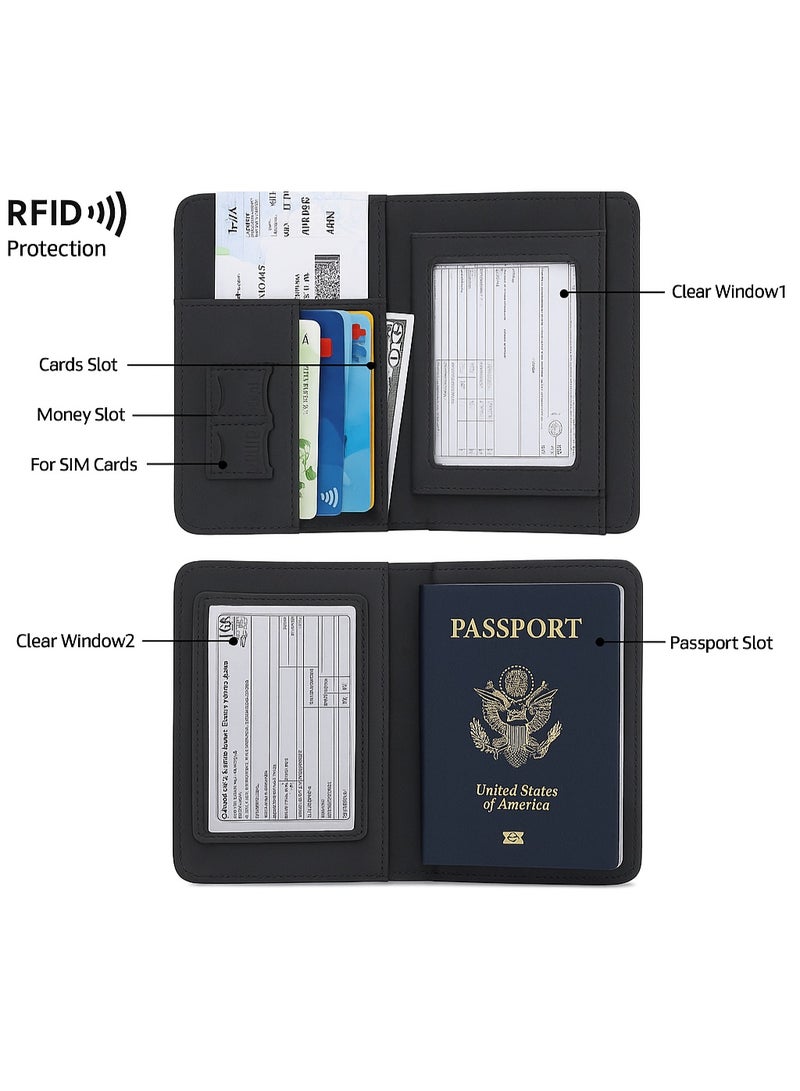 ساراونت محفظة جواز سفر مع حماية RFID وفتحات بطاقات ومنظم نقود للسفر - Image 3