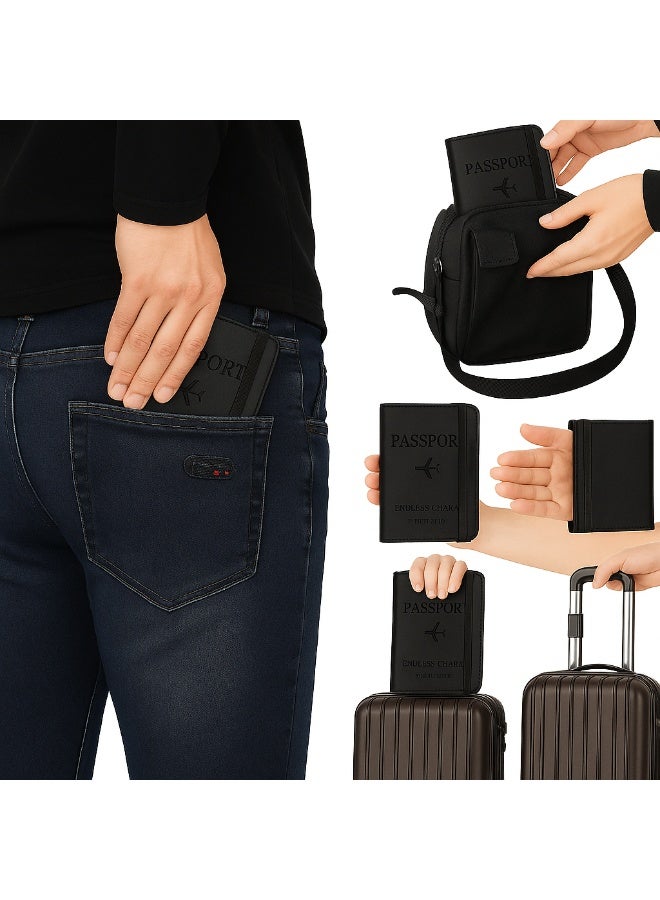 ساراونت محفظة جواز سفر مع حماية RFID وفتحات بطاقات ومنظم نقود للسفر - Image 2