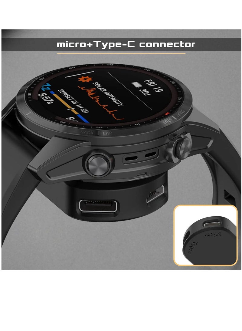 USB C& Micro Female to Garmin Watch Charger Connector Male, Charging Adapter Accessories for Fenix 7 7X 5s 6 6X/Instinct 2/Venu/Vivoactive 4/Forerunner 955 255 255s, 2pcs