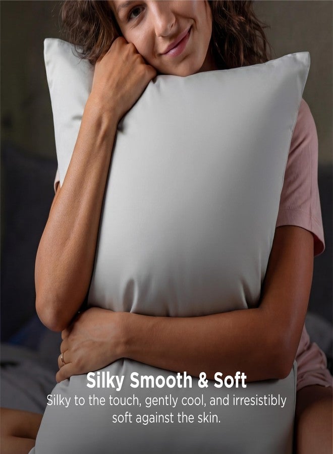 Bedsure Cooling Pillow Cases for Hot Sleepers, Cool Pillowcases for Night Sweats, Zipper Pillow Cases Queen Set of 2, Silky Soft & Breathable Cold Pillow Covers for Hair & Skin, Grey, 20x30 Inches - Image 4