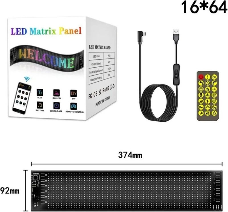 LED Matrix Panel RGB-B Screen Remote Controlled App Controlled Workplace Automobile Truck Glass Compatible Cat Eye