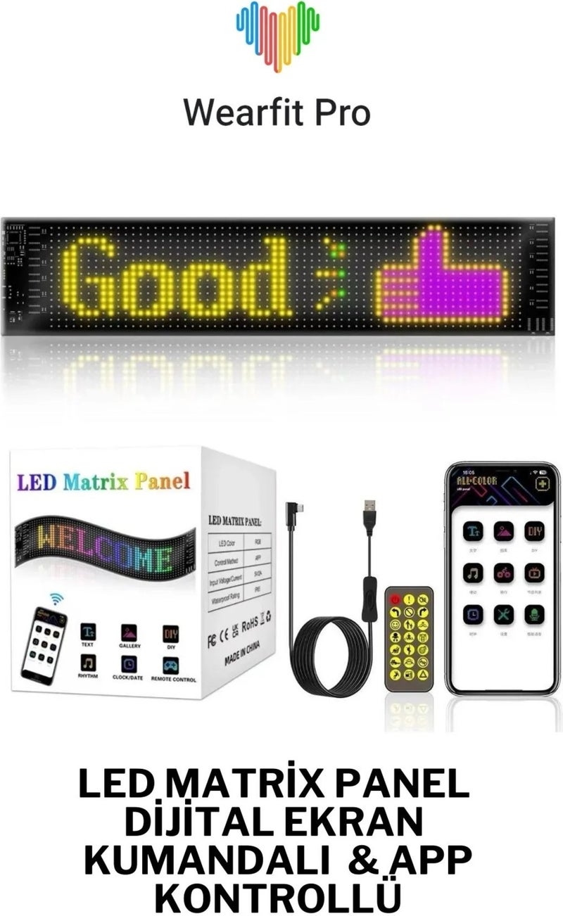 LED Matrix Panel RGB-B Screen Remote Controlled App Controlled Workplace Automobile Truck Glass Compatible Cat Eye