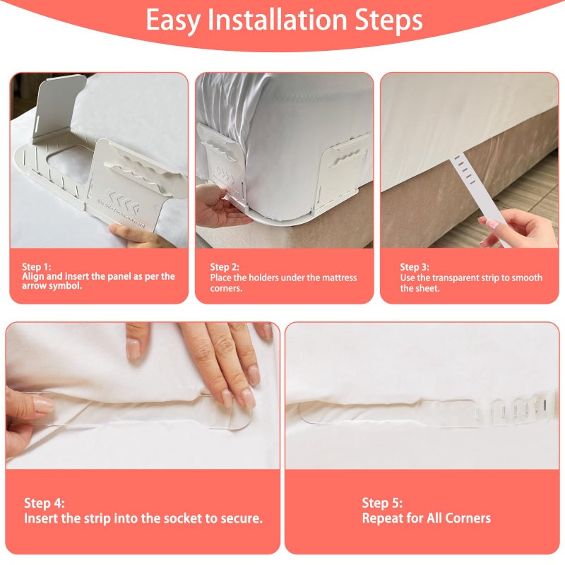 MiniInTheBox MiniInTheBox Lock Sheet Holders Keep Sheets Tight Heavy Duty Bed Sheet Holder Corner Fitted Sheet Straps Fit All Mattress Size Easy Installation(Grey)  - Image 4
