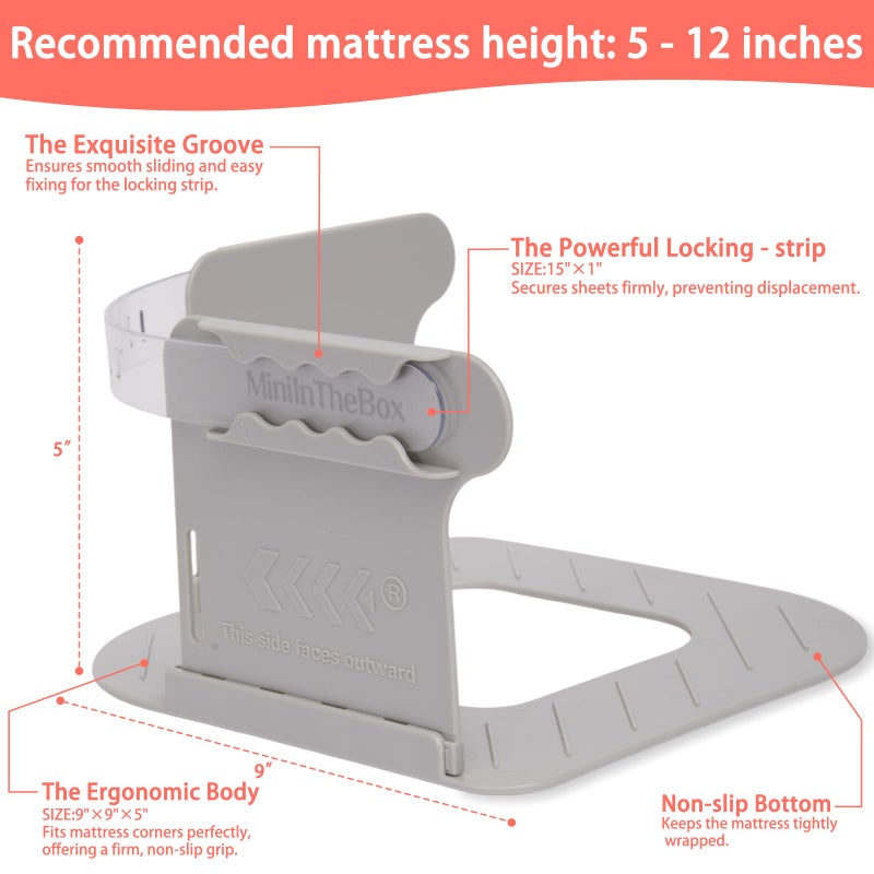 MiniInTheBox MiniInTheBox Lock Sheet Holders Keep Sheets Tight Heavy Duty Bed Sheet Holder Corner Fitted Sheet Straps Fit All Mattress Size Easy Installation(Grey)  - Image 5