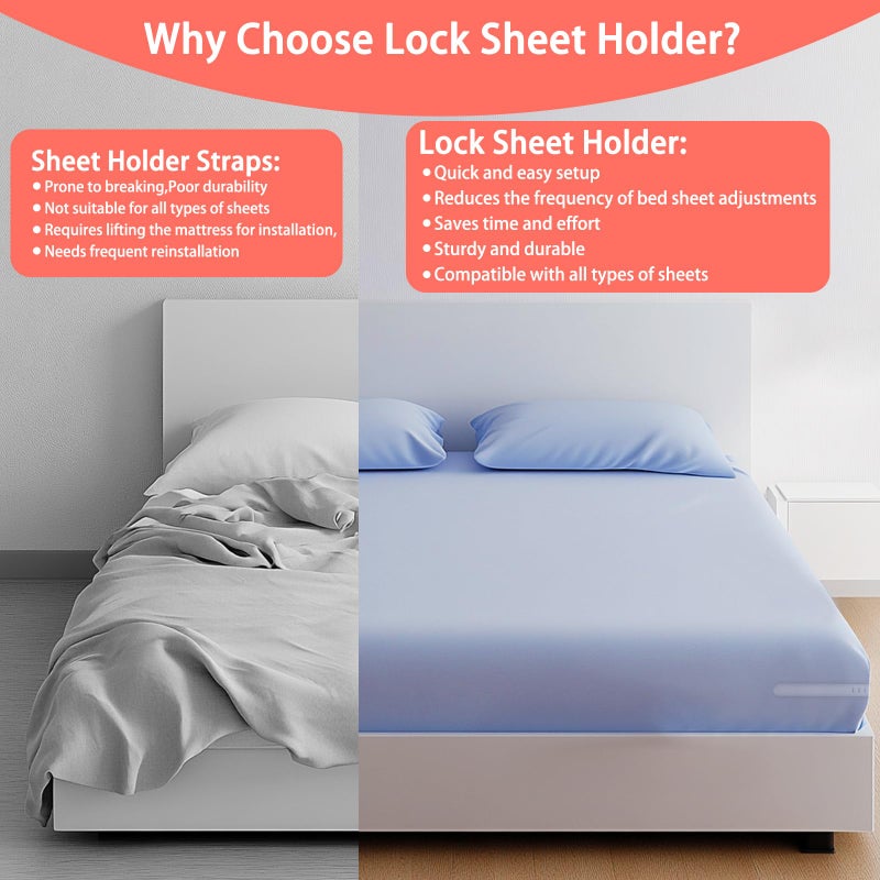MiniInTheBox MiniInTheBox Lock Sheet Holders Keep Sheets Tight Heavy Duty Bed Sheet Holder Corner Fitted Sheet Straps Fit All Mattress Size Easy Installation(Grey)  - Image 2