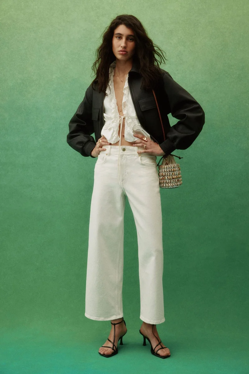 H&M Wide High Waist Ankle Jeans