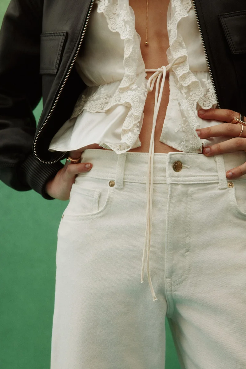 H&M Wide High Waist Ankle Jeans