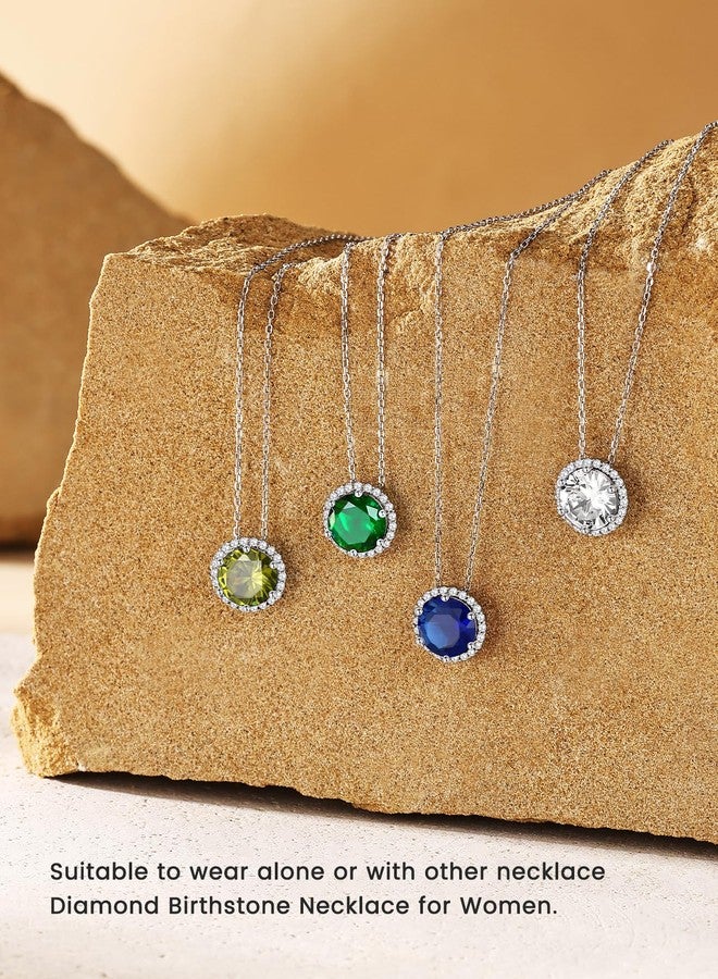 Bestyle Round May Emerald Birthstone Necklaces Green Crystal Pendants Embellished with White Crystals Sparkling Jewelry for Birthday/Christmas/Party/Anniversary/Wedding - Image 5