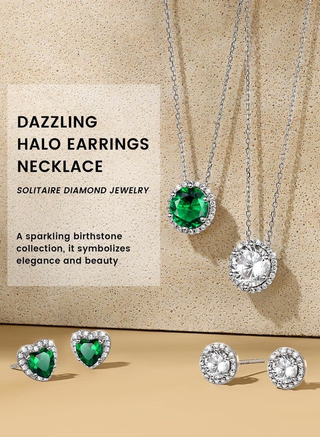 Bestyle Round May Emerald Birthstone Necklaces Green Crystal Pendants Embellished with White Crystals Sparkling Jewelry for Birthday/Christmas/Party/Anniversary/Wedding - Image 2