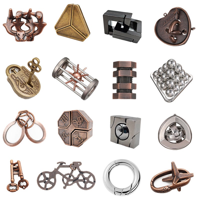 Puzzle Zinc Alloy Unlock Intelligence Release Luban Lock Educational Toys Children Nine Chain Kongming Lock Horseshoe Lock - Image 3