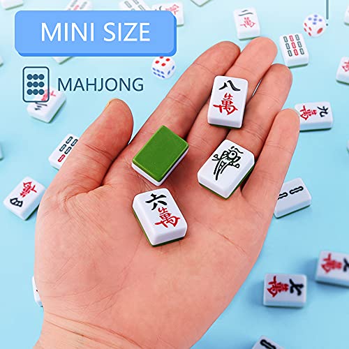 drizzle Pink Travel Mini Mahjong Set 20mm with Instructions - Portable 146 Tiles - for Beginners with 4PCS Racks 2 Pounds - Chinese Mah-Jong Game 麻将 - Image 2