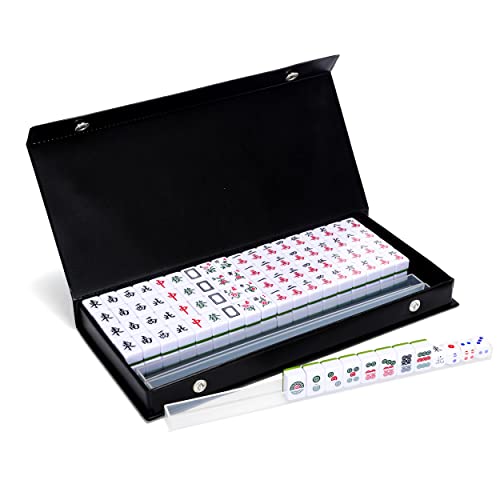 drizzle Pink Travel Mini Mahjong Set 20mm with Instructions - Portable 146 Tiles - for Beginners with 4PCS Racks 2 Pounds - Chinese Mah-Jong Game 麻将 - Image 1