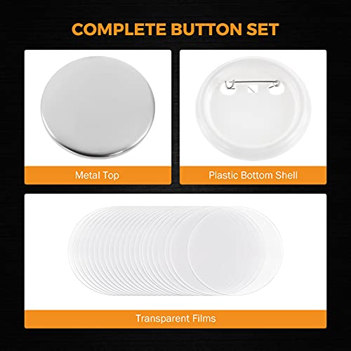 BEAMNOVA 1000 Sets of Round Button Parts Supplies 25mm / 0.98 in (Approx. 1 inch) for Button Maker Machine DIY Pin Maker, Every Set Includes Tinplate Top, Plastic Clip Bottom & Plastic Film - Image 2