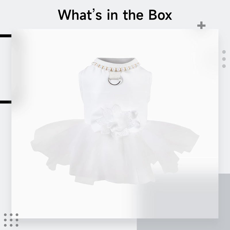 Wedding Dress for Small Dogs, Pearl Embellished Pet Outfit, Light Mesh Skirt, Measurements for Small Breeds, Perfect for Celebrations and Special Events - Image 5