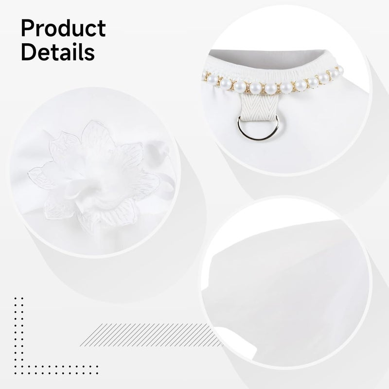 Wedding Dress for Small Dogs, Pearl Embellished Pet Outfit, Light Mesh Skirt, Measurements for Small Breeds, Perfect for Celebrations and Special Events - Image 2
