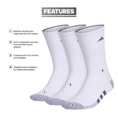 adidas Mens Athletic Cushioned Crew Socks (3 Pairs) Workout & Training - Image 2