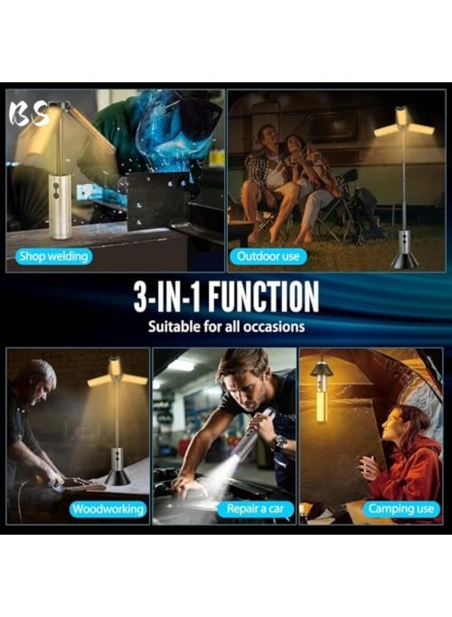 BS Telescopic Camping Lantern, 3000mAh Rechargeable Camping Lantern - 2 Dimming Modes & 3 Flashlight Modes, IPX4 Waterproof, Portable Foldable Lantern for Camping, Hiking, and Home Emergency - Image 3