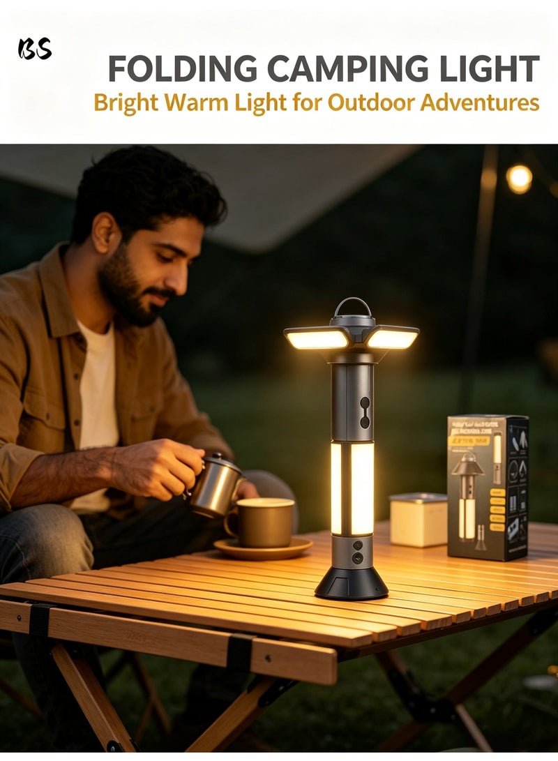 BS Emergency Supplies | Survival Light|Telescopic Camping Lantern, 4000mAh Rechargeable Camping Lantern(The 2026 upgraded model) - 2 Dimming Modes & 3 Flashlight Modes, IPX4 Waterproof, Portable Foldable Lantern for Camping, Hiking, and Home Emergency | Outdoor Portable Light.. - Image 3