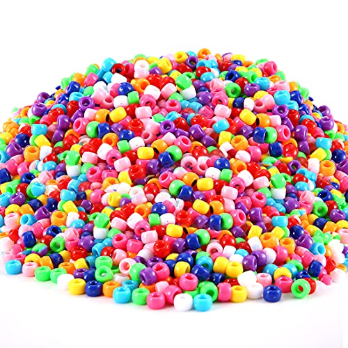 3000 pcs Pony Beads MultiColored Bracelet Beads Beads for Hair Braids Beads for Crafts Plastic Beads Hair Beads for Braids Large Pack Classic