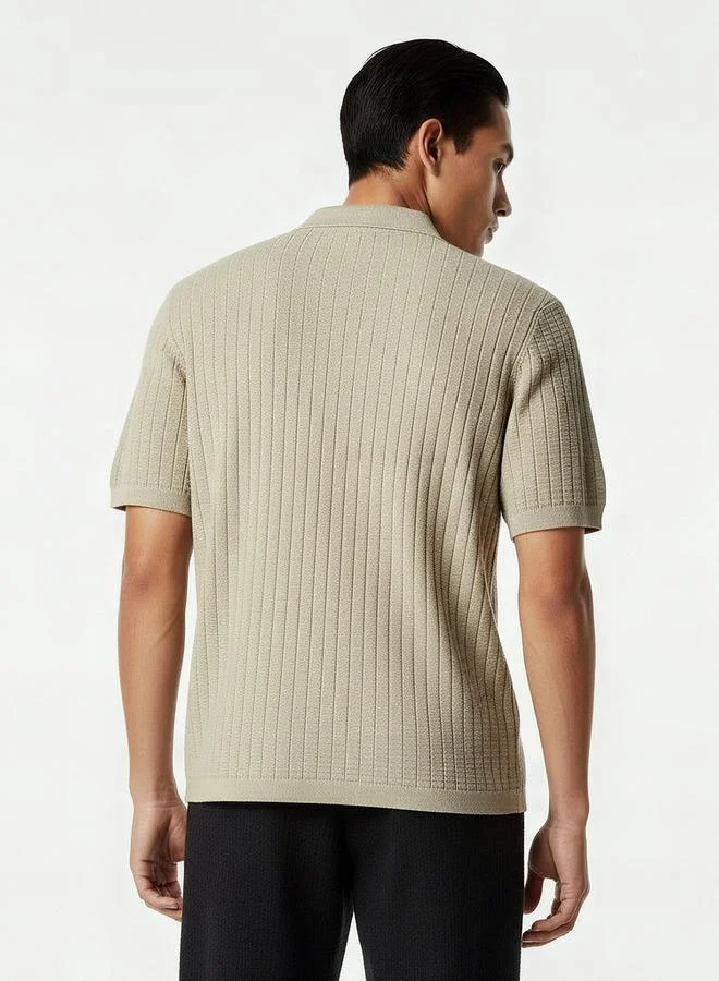 Splash FAV Men Short Sleeves Ribbed Polo T-Shirt