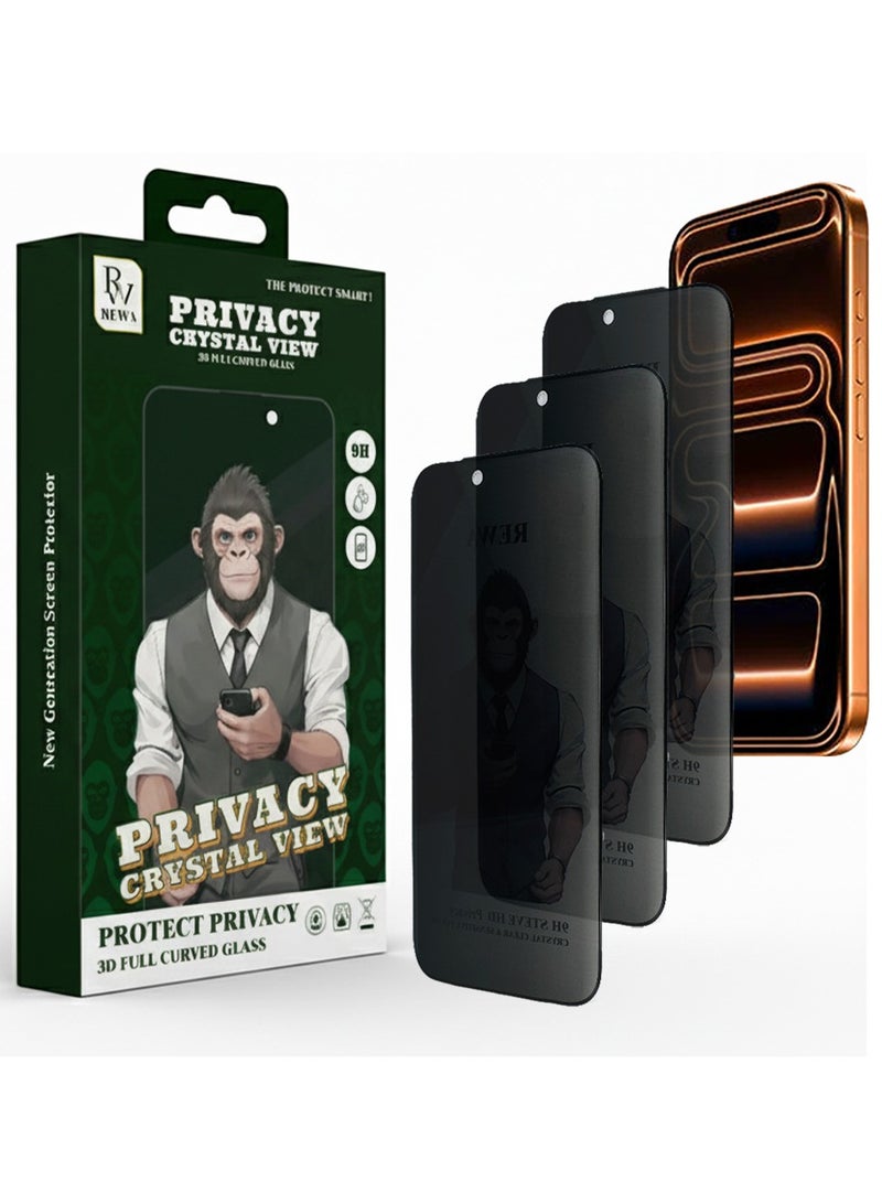 REWA 3-PACK Privacy Tempered Glass for iPhone 17 Pro Max , 6.9 - Anti-Spy Screen Protector, 9H Hardness, Scratch Resistant, Bubble-Free Installation - Image 1