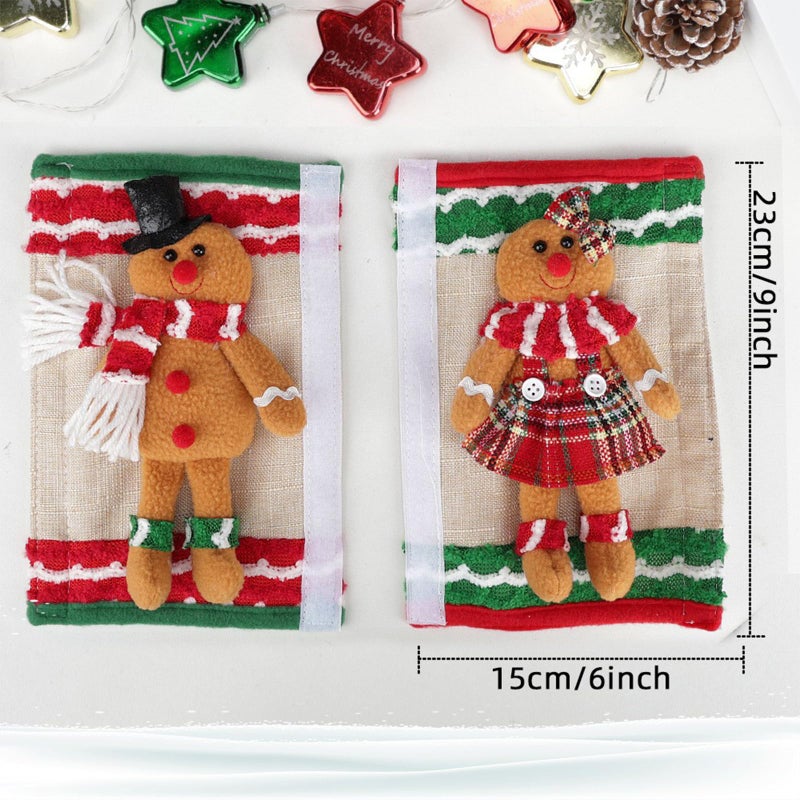 Refrigerator Handle Covers 2PCS Adorable Gingerbread Man Kitchen Appliance Decoration - Image 3