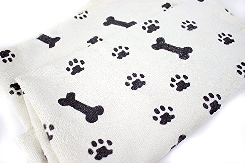 Zwipes Large Microfiber Pet Towels (Size: 30" x 36"), 2-Pack Soft Terry Cleaning Cloths, White with Black Bone/Paw Print - Image 3
