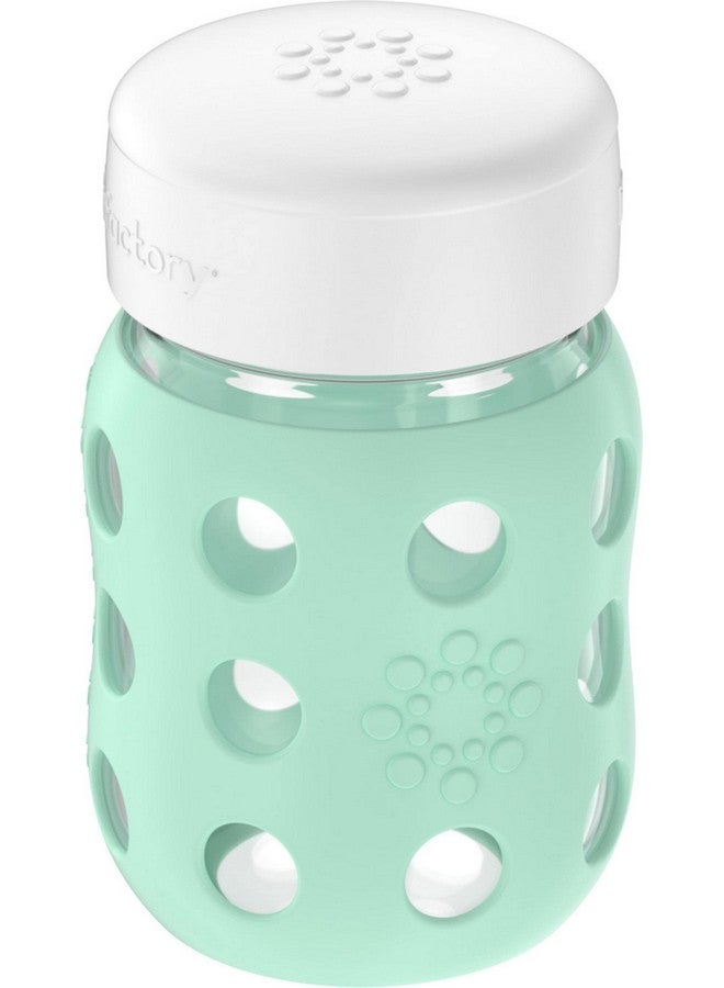 Lifefactory 8-Ounce Wide Neck Glass Baby Bottle with Protective Silicone Sleeve and Flat Cap, Mint (LG2231WMI4) - Image 1