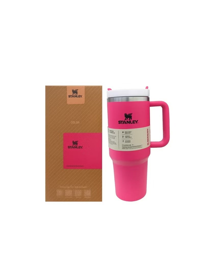 Stanley Stainless Steel Travel Tumbler With Handle – Vacuum Insulated Hot & Cold Mug – Pink – 40oz / 1.18L - Image 2