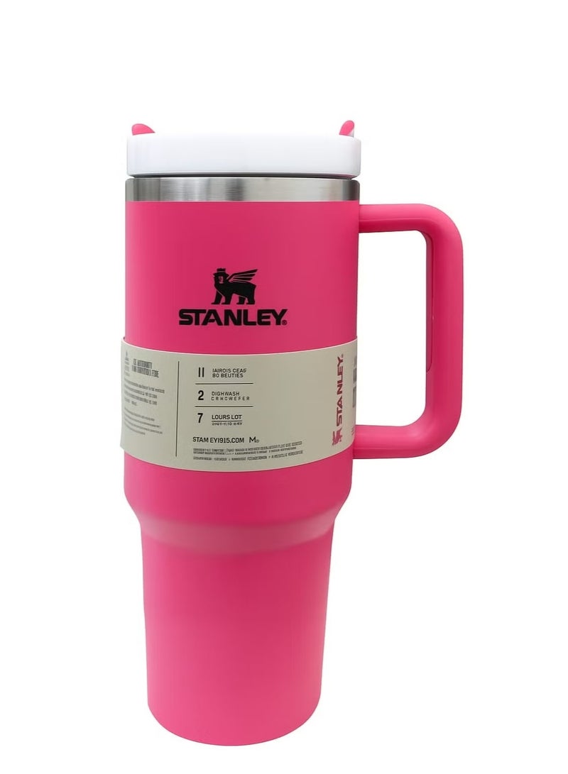 Stanley Stainless Steel Travel Tumbler With Handle – Vacuum Insulated Hot & Cold Mug – Pink – 40oz / 1.18L - Image 3