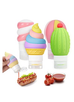 SYOSI SYOSI, 4 Pieces Silicone Squeeze Bottles for Sauces, Ice Cream Balloon Shaped Leakproof Salad Dressing Container for Lunch, Mini Condiment ketchup and Mustard Storage Bottles  - Image 1