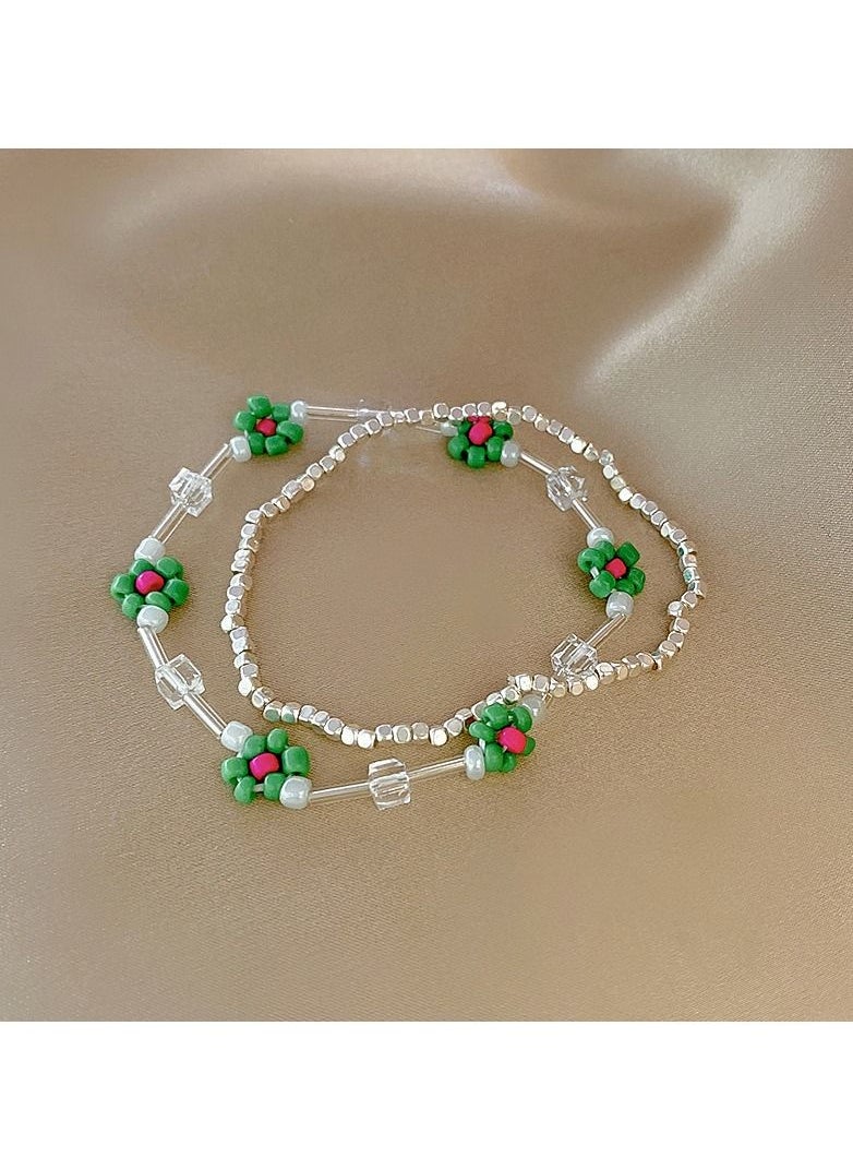 Satinior - Broken silver few taels flower bracelet female niche design new style - Image 1