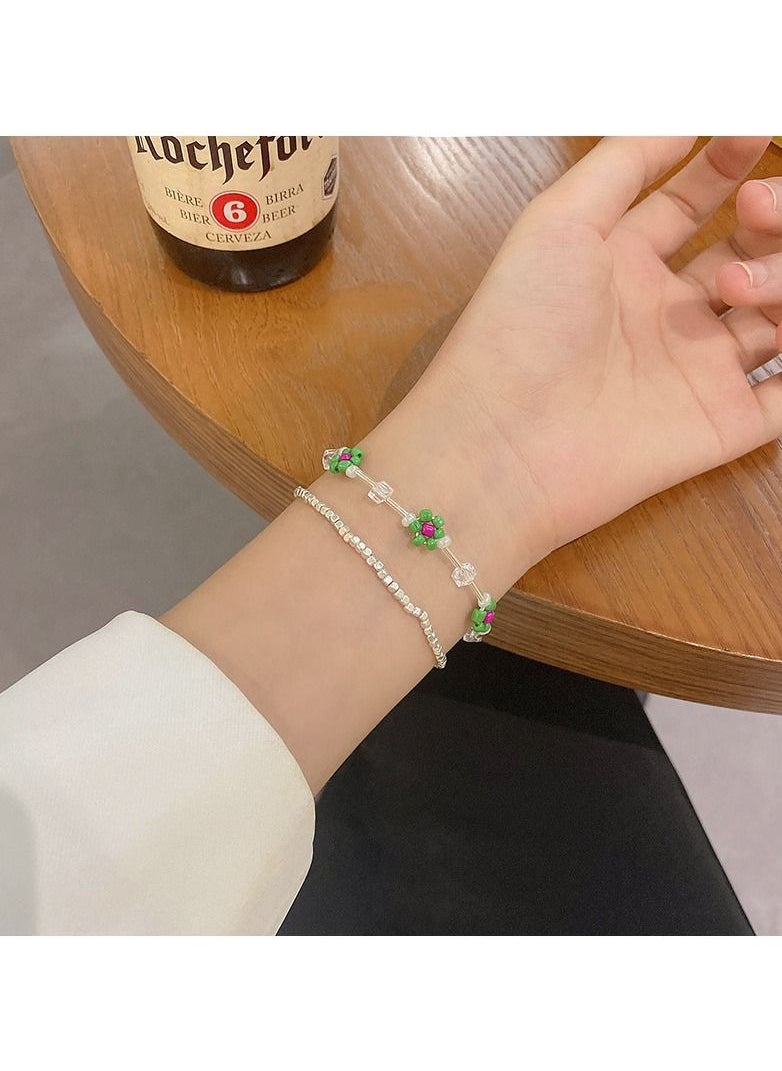 Satinior - Broken silver few taels flower bracelet female niche design new style - Image 1