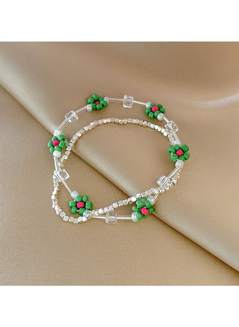 Satinior - Broken silver few taels flower bracelet female niche design new style - Image 1