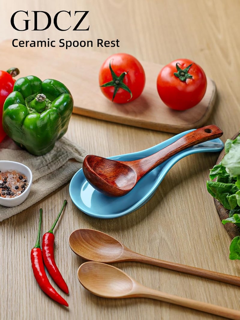 GDCZ Porcelain Spoon Rest - Large Spoon Holder Utensil Rest for Kitchen Counter Stove Top, Dishwasher Safe (Turquoise) - Image 5