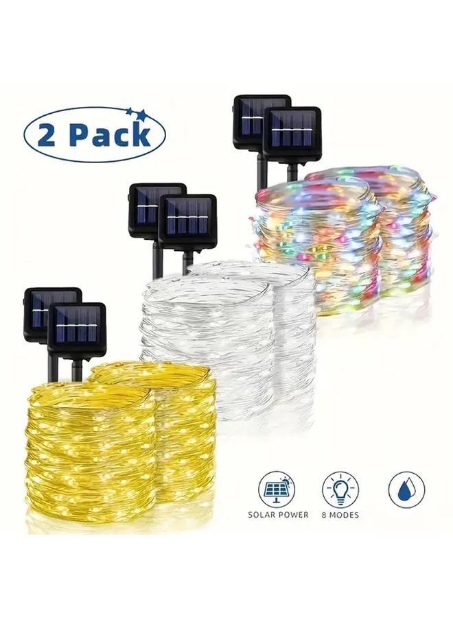 2Pack 275 59 Inch 50 LED Solar Garden Lights Warm White Outdoor Holiday Decor - Image 2