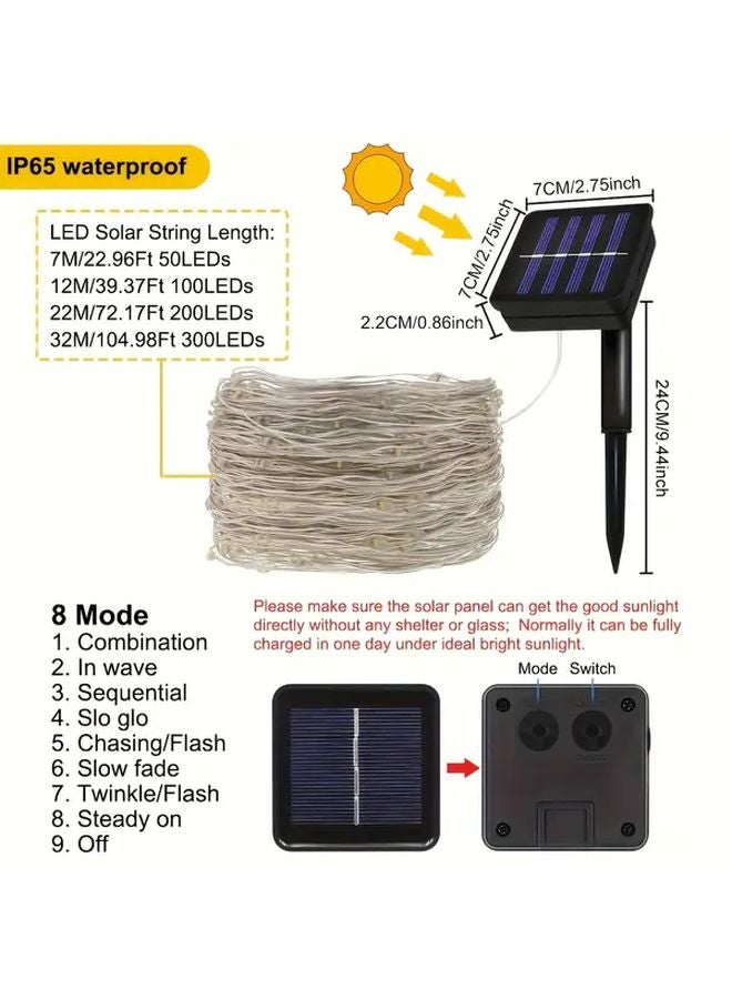 2Pack 275 59 Inch 50 LED Solar Garden Lights Warm White Outdoor Holiday Decor - Image 4