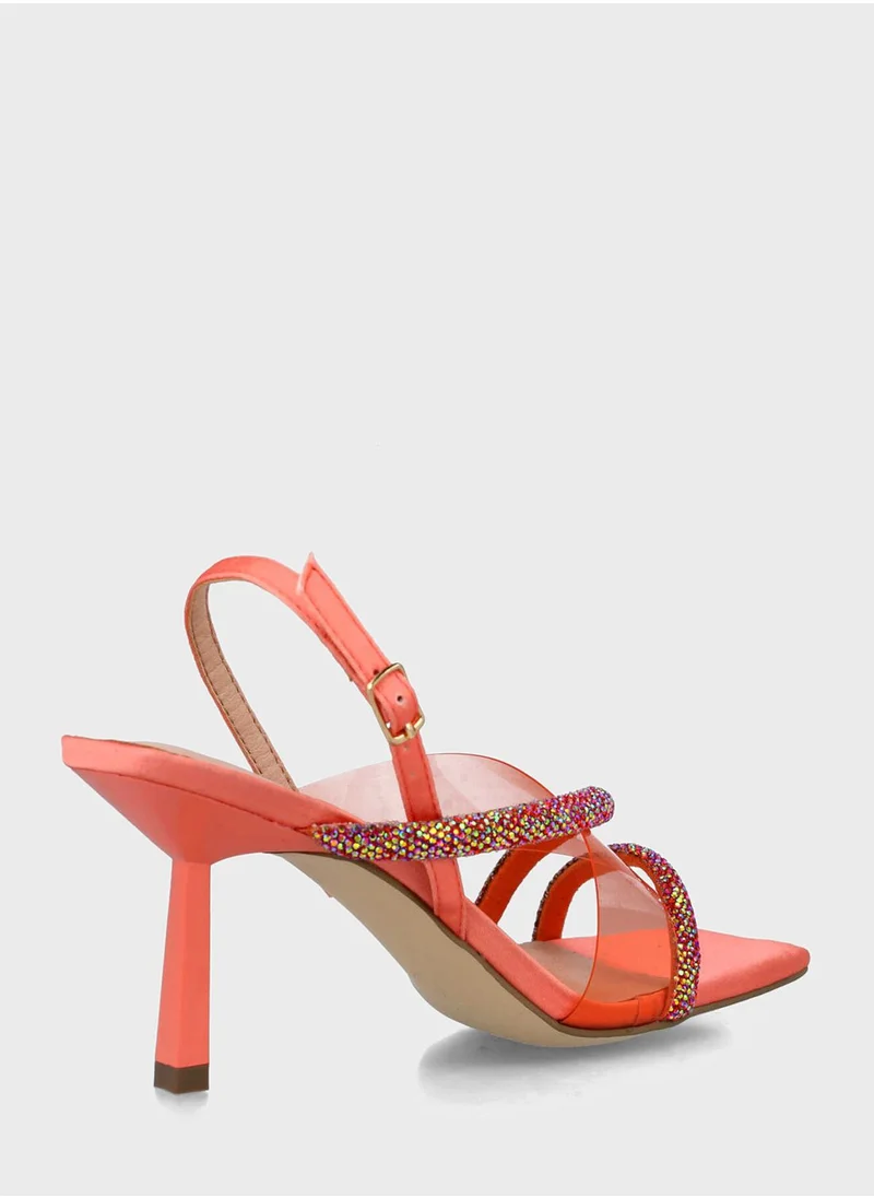 منبور Ankle Strap Mid Heel Sandals