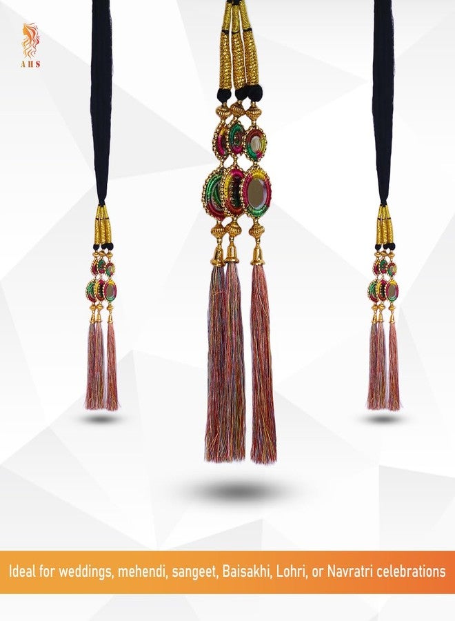 AHS Pack of 2 Punjabi Parandi Hair Extension for Women & Girls | Traditional Braid Tassel Hair Accessories | Lightweight & Easy to Tie | Ideal for Weddings, Festivals & Ethnic Wear (Multi- (Pack of 2)) - Image 4