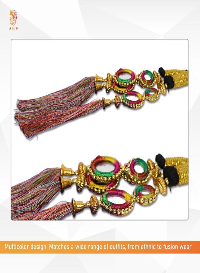 AHS Pack of 2 Punjabi Parandi Hair Extension for Women & Girls | Traditional Braid Tassel Hair Accessories | Lightweight & Easy to Tie | Ideal for Weddings, Festivals & Ethnic Wear (Multi- (Pack of 2)) - Image 5