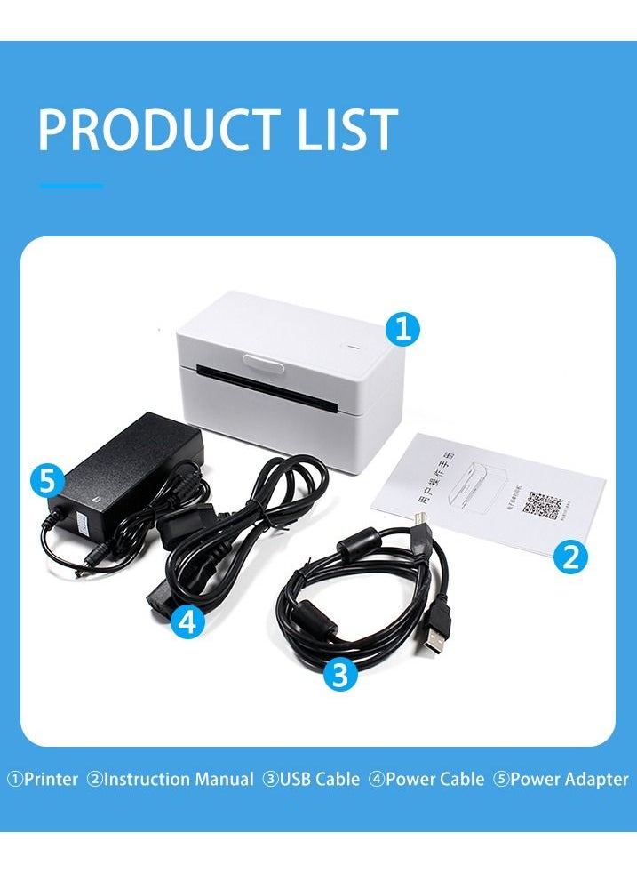 فورتي - طابعة ملصقات شحن سطح المكتب عالية السرعة USB طابعة حرارية مباشرة ملصق صانع الملصقات 40 80 مم عرض الورق للشحن طباعة الرموز الشريطية للبريد - Image 1