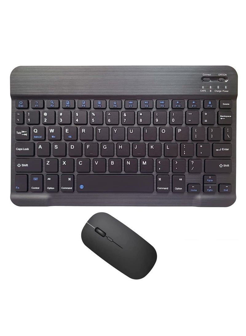 ELTRAZONE Rechargeable Bluetooth Keyboard and Mouse Combo Ultra-Slim Portable Compact Wireless Mouse Keyboard Set for Android Windows Tablet Cell Phone iPhone iPad Pro Air Mini, iPad OS/iOS 13 and above (Black) - Image 1